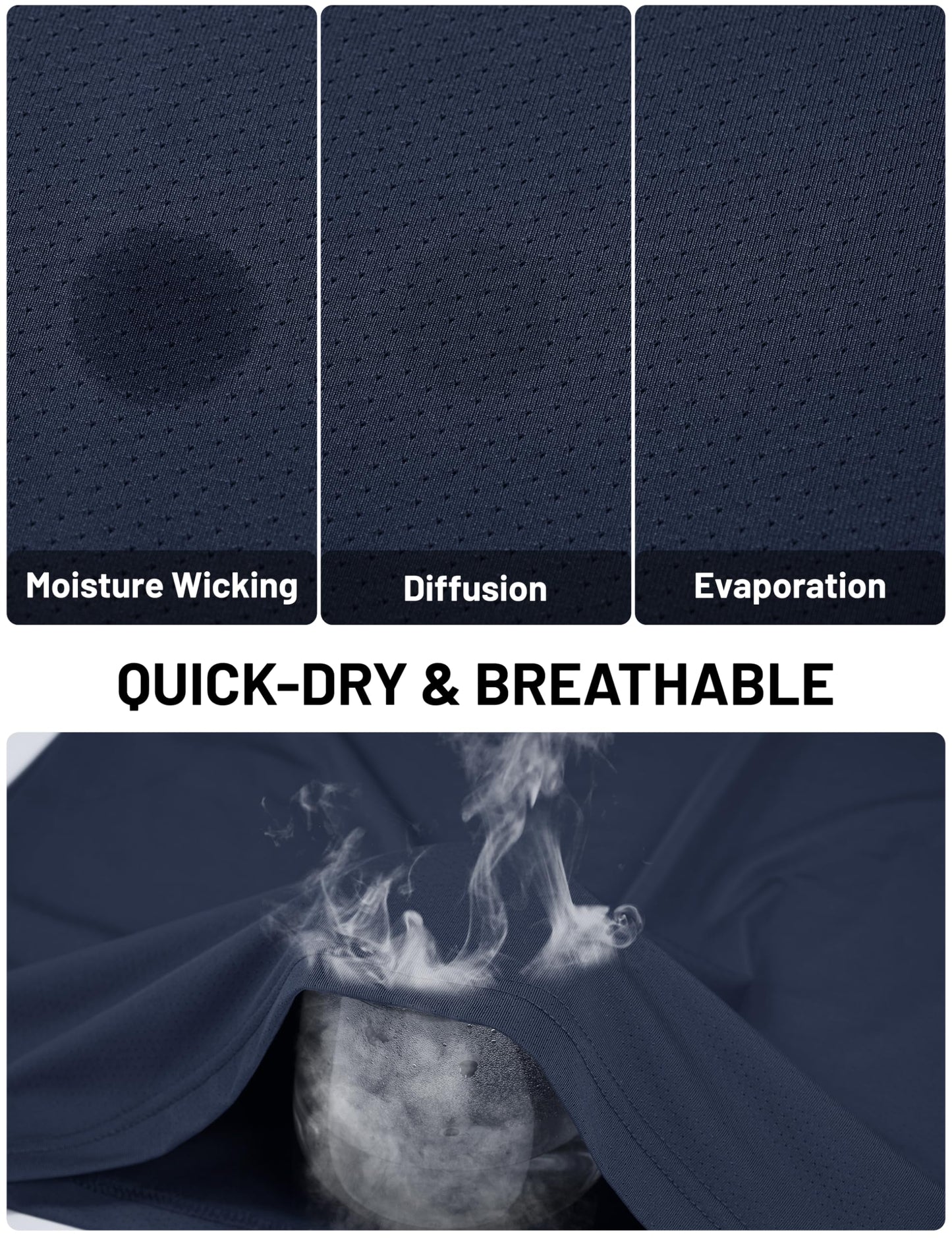 TACVASEN Dry Fit Shirts for Men Workout Short Sleeve T-Shirts Moisture Wicking Mesh Athletic Quick Dry Running Workout Gym Tee Navy L