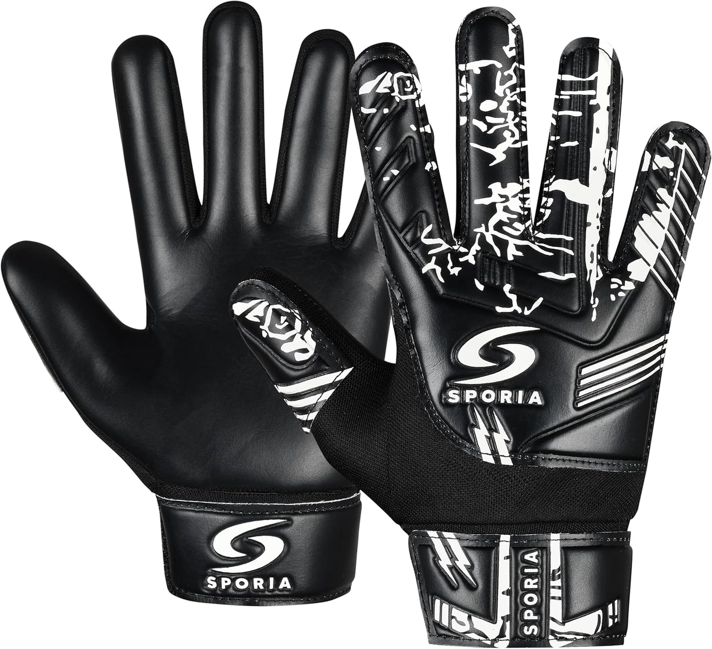SPORIA Youth Goalie Gloves - Double Wrist Protection | Non-Slip Latex Soccer Gloves for Kids