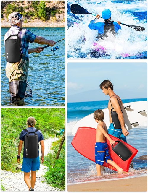 HEETA Waterproof Dry Bag - Lightweight Roll Top Backpack with Emergency Whistle | 5L/10L/20L/30L/40L for Travel, Kayaking, Camping