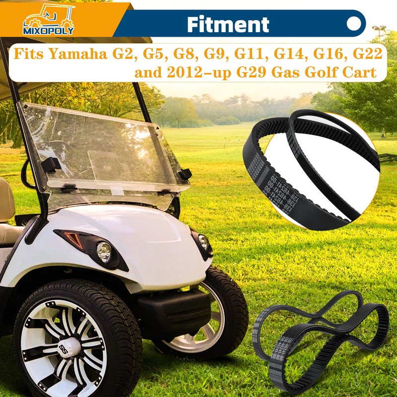 Mixopoly Starter Generator Belt & Drive Belt Kit for Yamaha G2, G5, G8, G9, G11, G14, G16, G22 and 2012-up G29 Gas Golf Cart, Replace OEM J55-G6241-00 J55-H1173-00 JN6-H1173-00