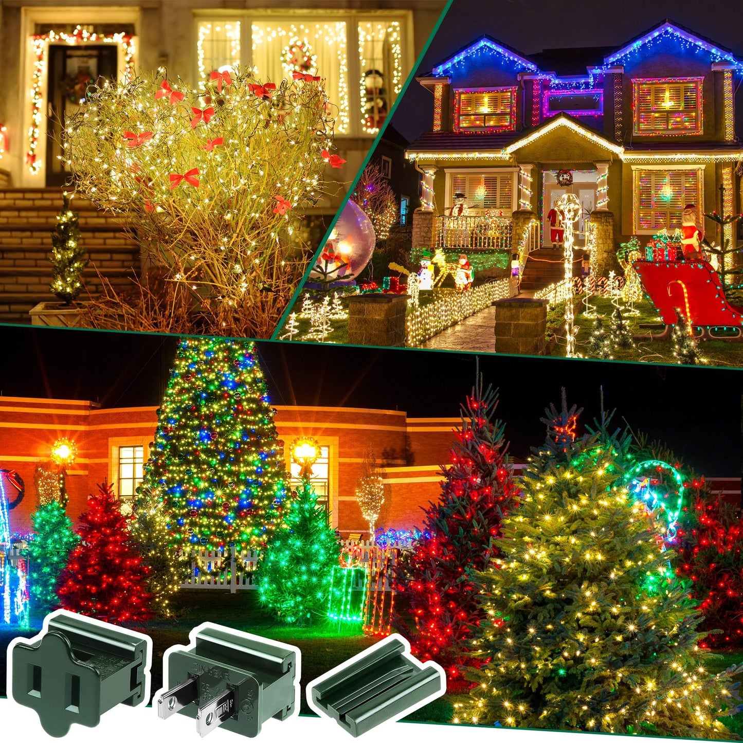 Fovths 12 Pieces Christmas Male and Female SPT-2 Vampire Plugs Light Slip Zip Plug Green Gilbert Plugs Electrical Light End Plug for Xmas Holiday Outdoor Indoor Lighting, 6 Female+6 Male