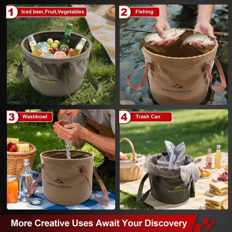 NIKI MOTORSPORTS Multifunctional Collapsible Bucket,Portable Bin,Car Wash Bucket,Lightweight Foldable Bucket with Handles for Camping,Dish Washing,Laundry,Soaking Feet,Fishing,Hiking
