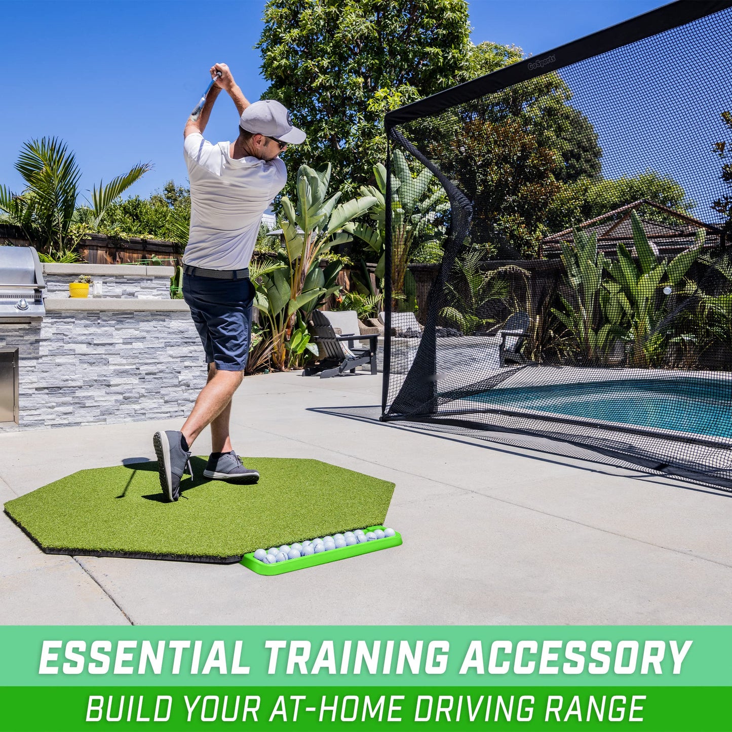 GoSports All-Weather Golf Ball Tray - 24 Ball Capacity - Compatible with All Hitting Mats - Green