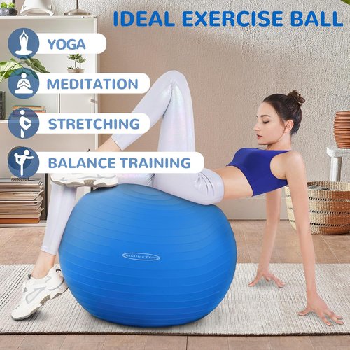 Fitvids Exercise Ball - Anti-Burst Fitness & Yoga Balance Ball with Quick Pump | Slip Resistant, 65cm