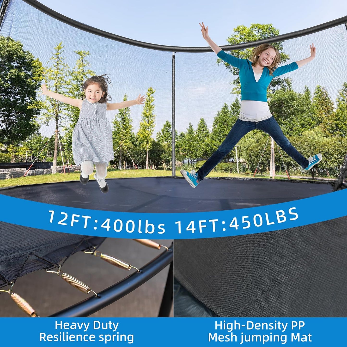 ALTLER Trampoline - 12FT & 14FT Outdoor Jump with Heavy-Duty Enclosure Net | ASTM Approved for Kids & Adults