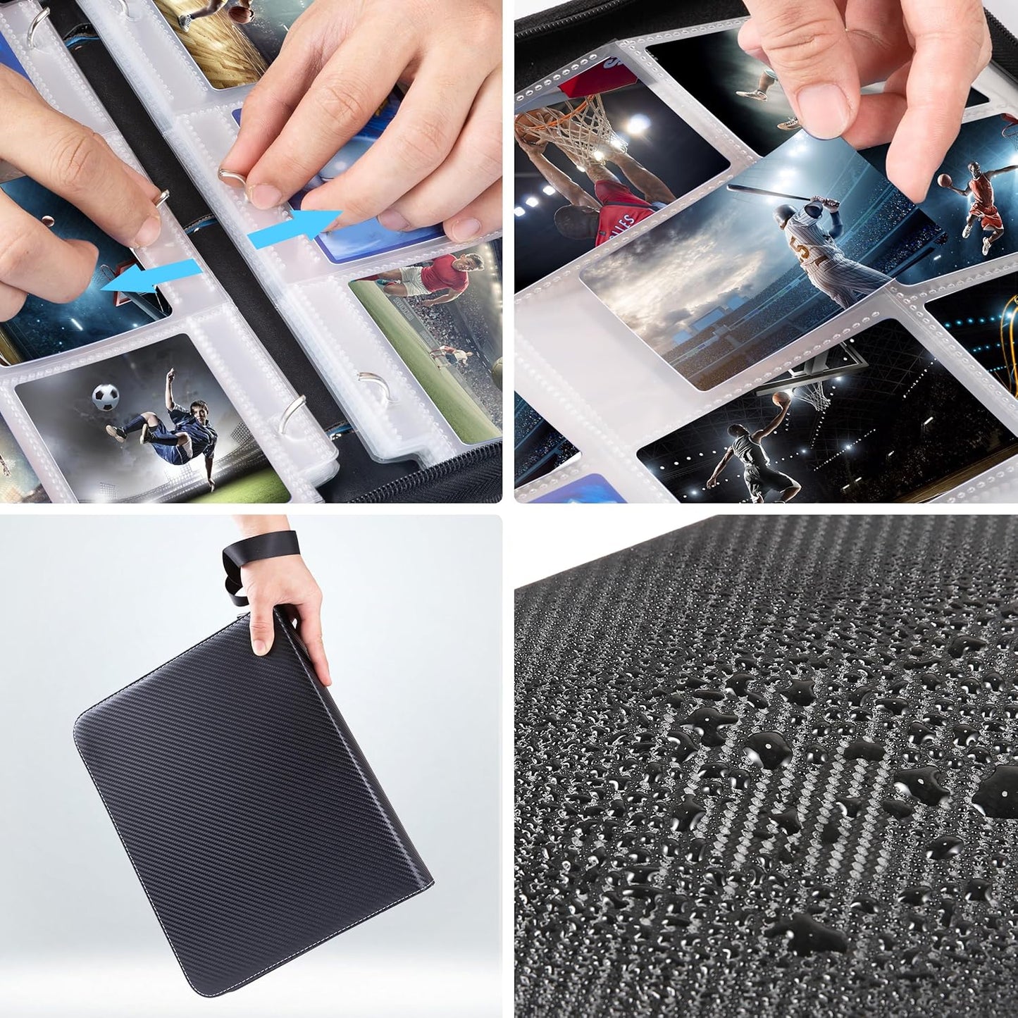 WOT Trading Card Binder - 900 Pocket Zippered Holder for Baseball & Football Cards | Durable & Portable