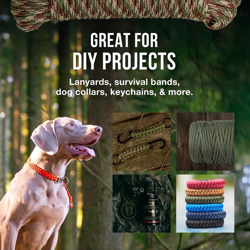 Mossy Oak Paracord Rope 750 with 11 Inner Strands | 100ft Nylon String, Tactical Survival Gear for Camping, Hunting, Fishing, Hiking, Crafting & DIY | Durable & Lightweight, 4mm Parachute Cord (Camo)