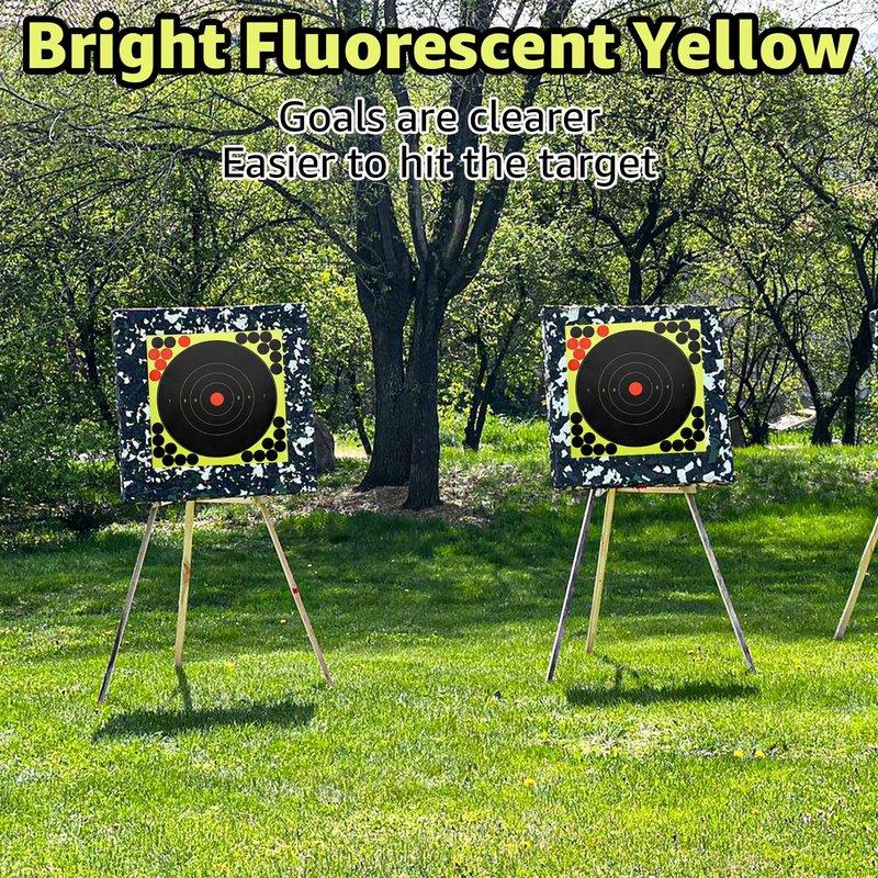 50PCS Self Adhesive Shooting Target, 10 Inch Paper Sticker Targets with Cover-up Patches, Paper Target for Gun, Pistol, Rifle, Bb Gun, Airsoft, Pellet Gun, Air Rifle