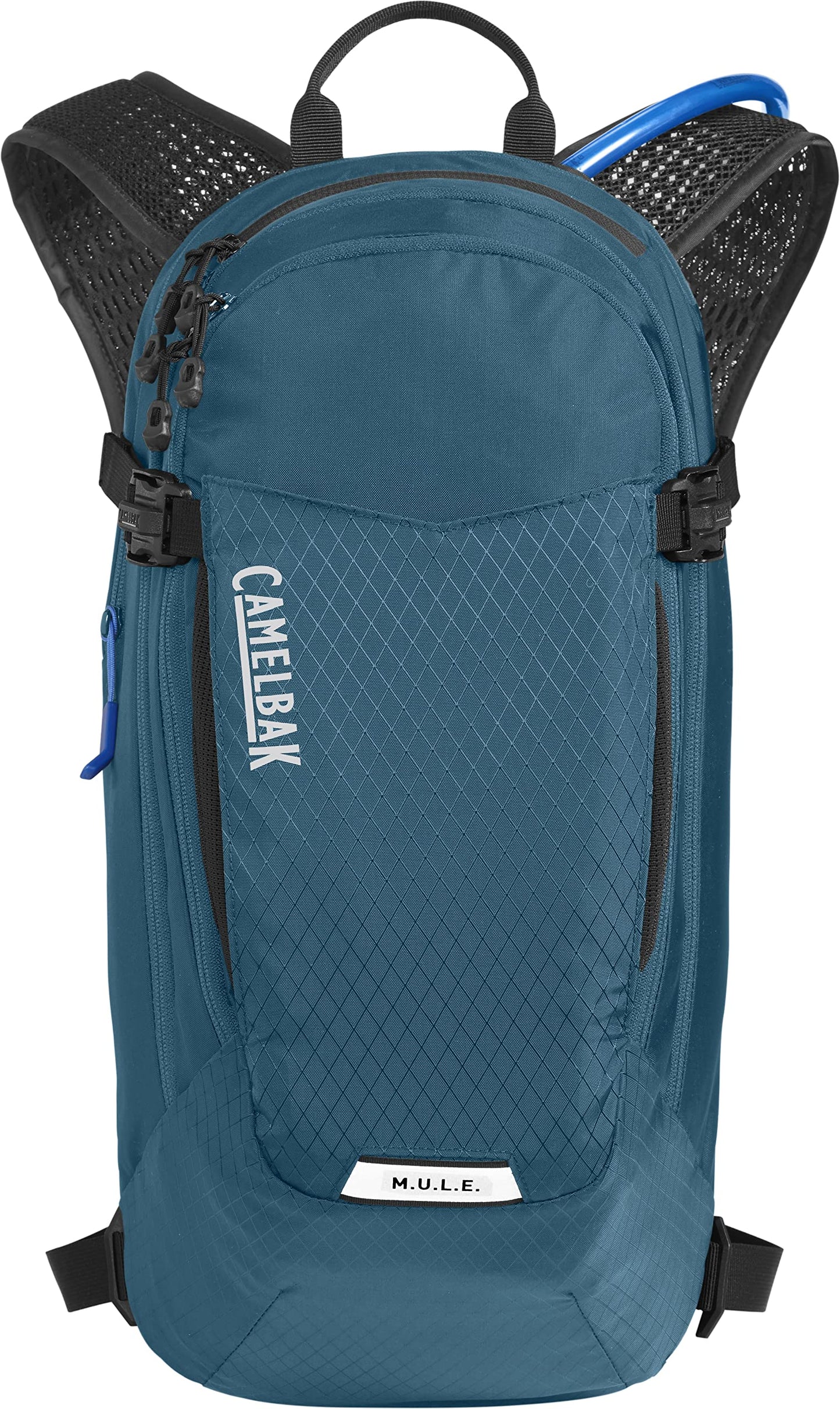 CamelBak M.U.L.E. 12 Mountain Bike Hydration Pack with 100oz Crux Reservoir, All Day Cooling and Smart Storage for Trail Riding, Moroccan Blue/Black