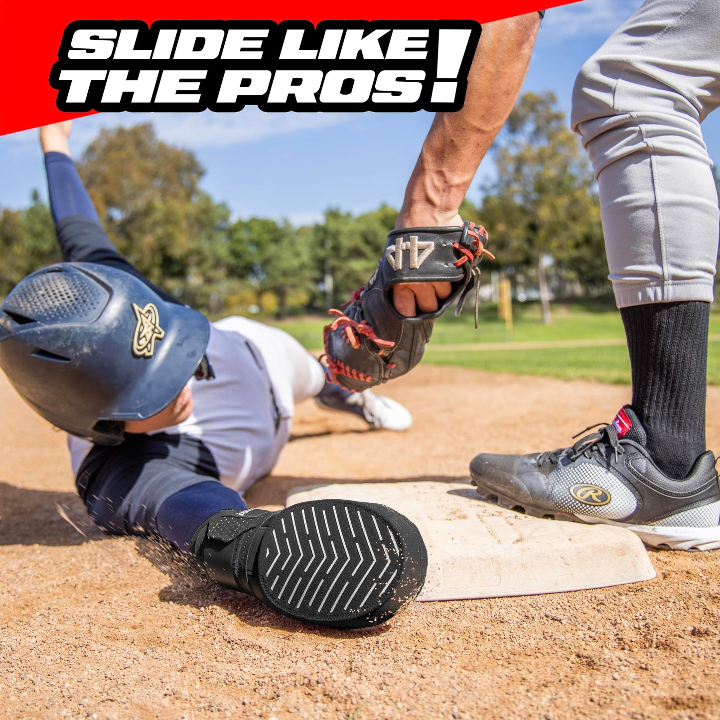 GoSports Sliding Mitt for Baseball & Softball - Adult Size - Right & Left Hand Protective Base Running Gloves, Black