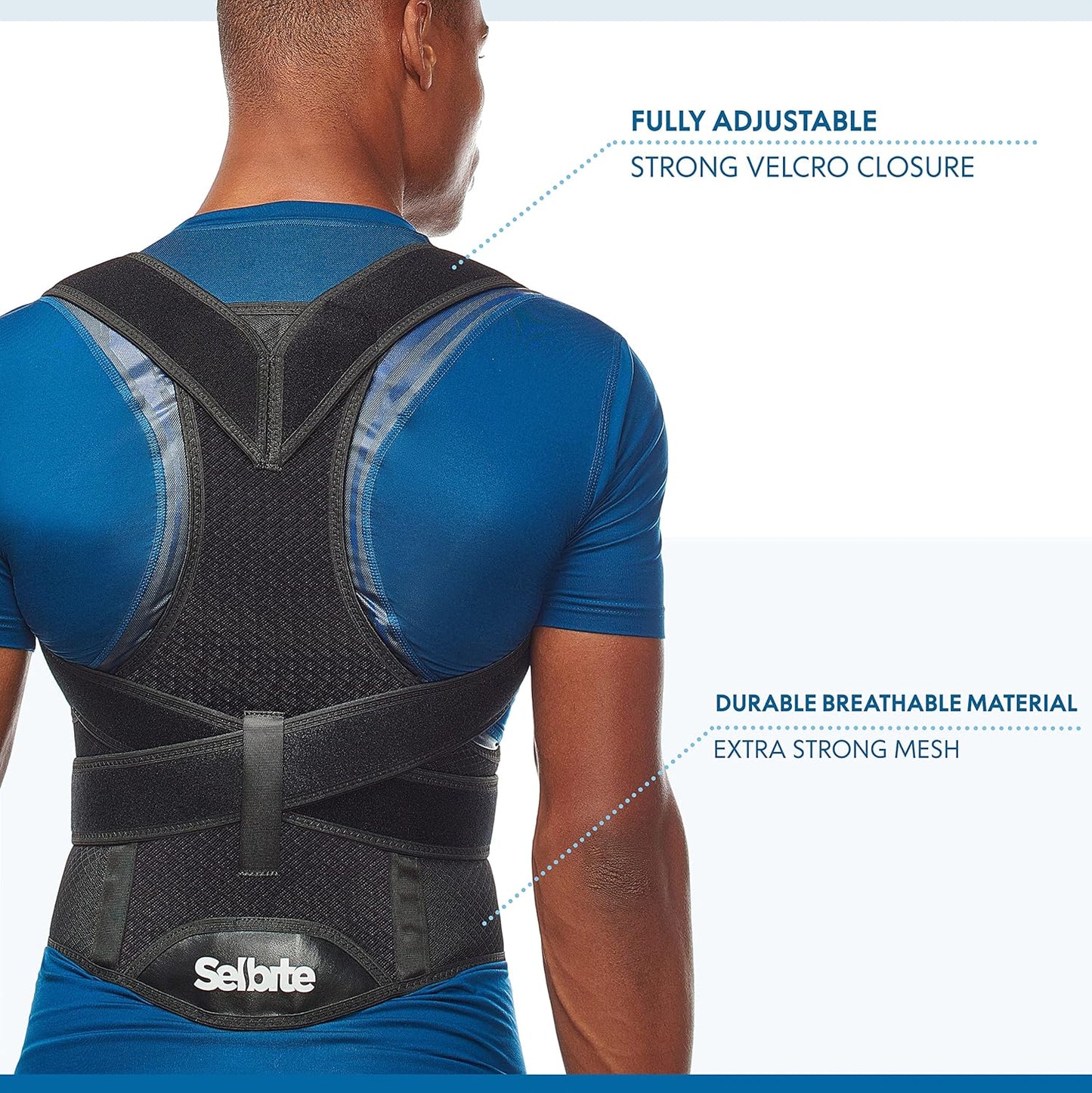Selbite Posture Corrector - Adjustable Back Brace for Men & Women | Pain Relief & Support (Large)