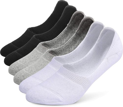 Leotruny No Show Socks - 6 Pairs of Unisex Thick Cushion Athletic Cotton | Non-Slip Low Cut Design