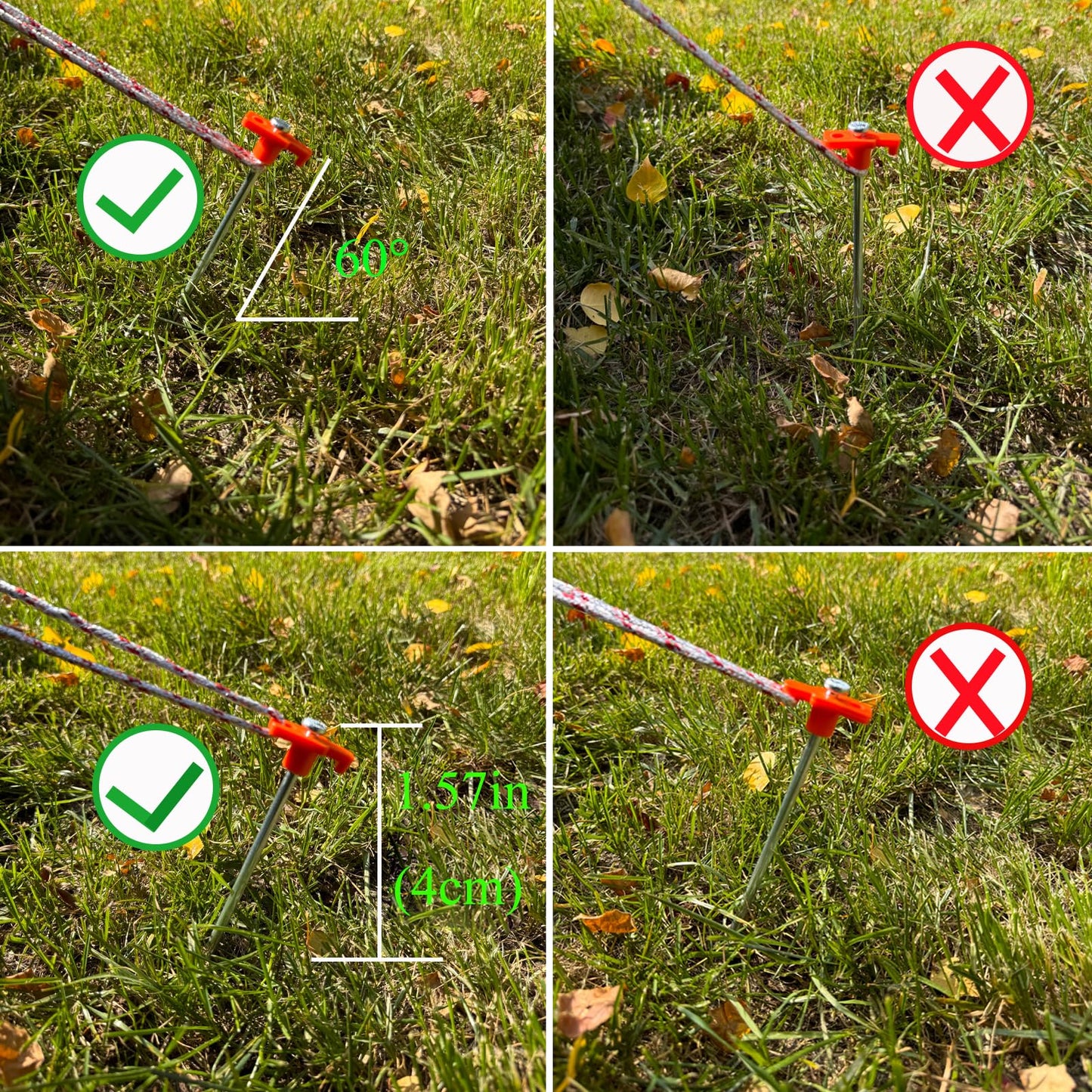 Neehows 20 Pcs Tent Stakes Heavy Duty Ground Stake for Camping, 10 Inch Galvanized Non-Rust Metal Tent Pegs Tent Spikes Yard Stakes for Outdoor Canopy Garden Hiking -Orange
