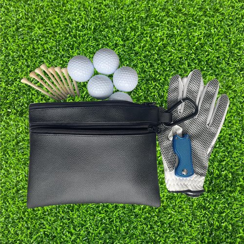 CORECISE Golf Ball Pouch,Golf Tee Bag Tee Holder Bag,Leather Golf Ball Bag Pouch,Zippered Golf Pouch,Golf Accessory Pouch,Small Zipper Pouch,Golf Accessories,Golf Bag Accessories