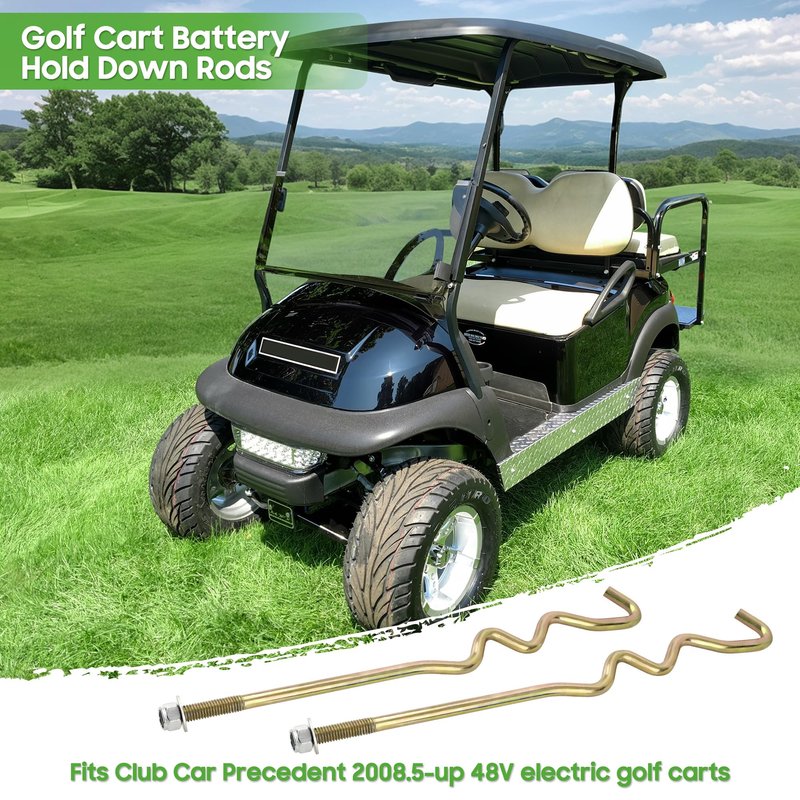 10L0L Golf Cart Battery Hold Down Rod Kit with Lock Nuts, 2 Pack S-Type Battery Tie Down Rods for Club Car Precedent Electric 2008.5-Up, Replaces OEM 103357701 103374801 1014555