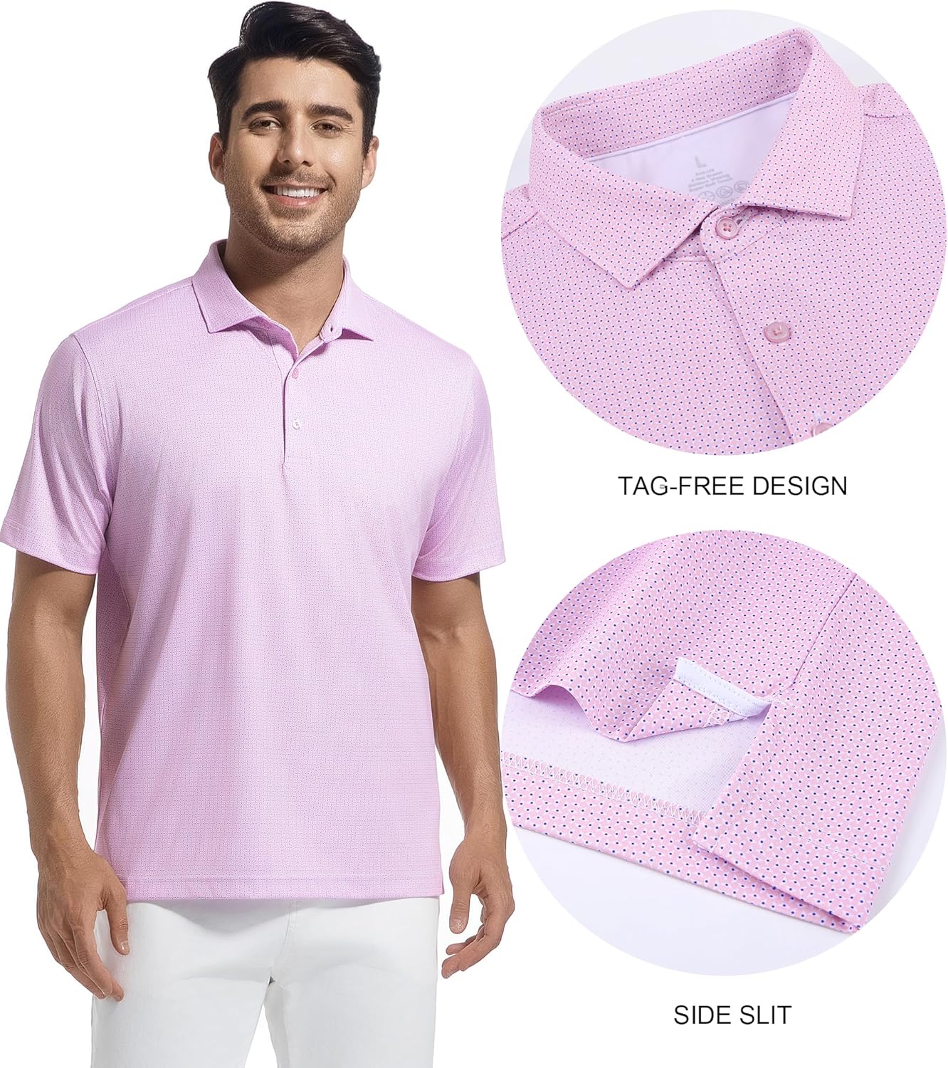 SAMERM Men's Golf Shirts - Short Sleeve Moisture-Wicking Performance Polo | Casual Print Design