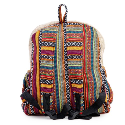 Mushroom Head Hemp Backpack Bag - Eco Friendly Hippie Yak Design Durable Functional Traveling Hiking Friendly Casual Daypack Bag by Freakmandu