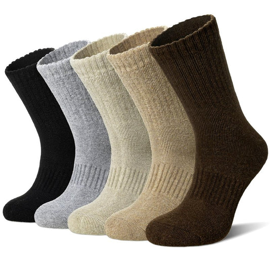 SeeyAN Merino Wool Socks For Women Hiking Winter Boot Thermal Warm Thick Cozy Work Crew Socks 5 Pairs (Brown/Khaki/Grey/Black)