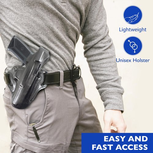 Desantis Thumb Break Mini Slide Holster, Outside The Waistband Gun Holster, Fits RUGER-57 with RED DOT Sight, RUGER-57 Without RED DOT Sight, Adjustable Tension Device, Right-Hand Draw, Black