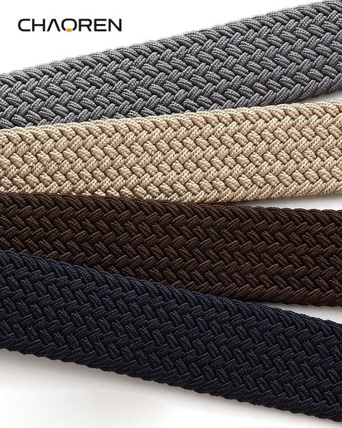 CHAOREN Stretch Belt for Men - 2 Pack of 1 3/8" Braided Golf Belts - Casual Elastic for Pants & Jeans