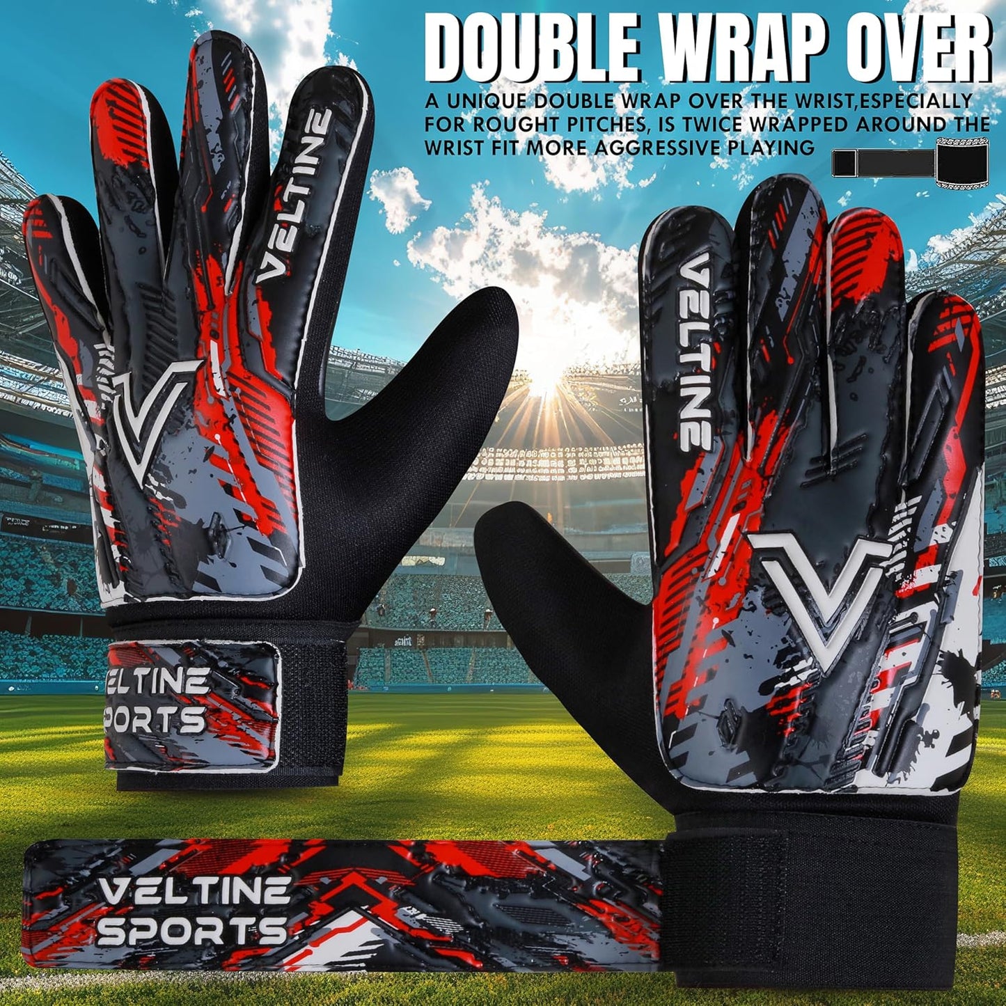 Regine Switzerland Soccer Goalie Gloves - Youth & Adult Football Keeper Gloves with Double Wrist Protection & 4mm Latex Grip