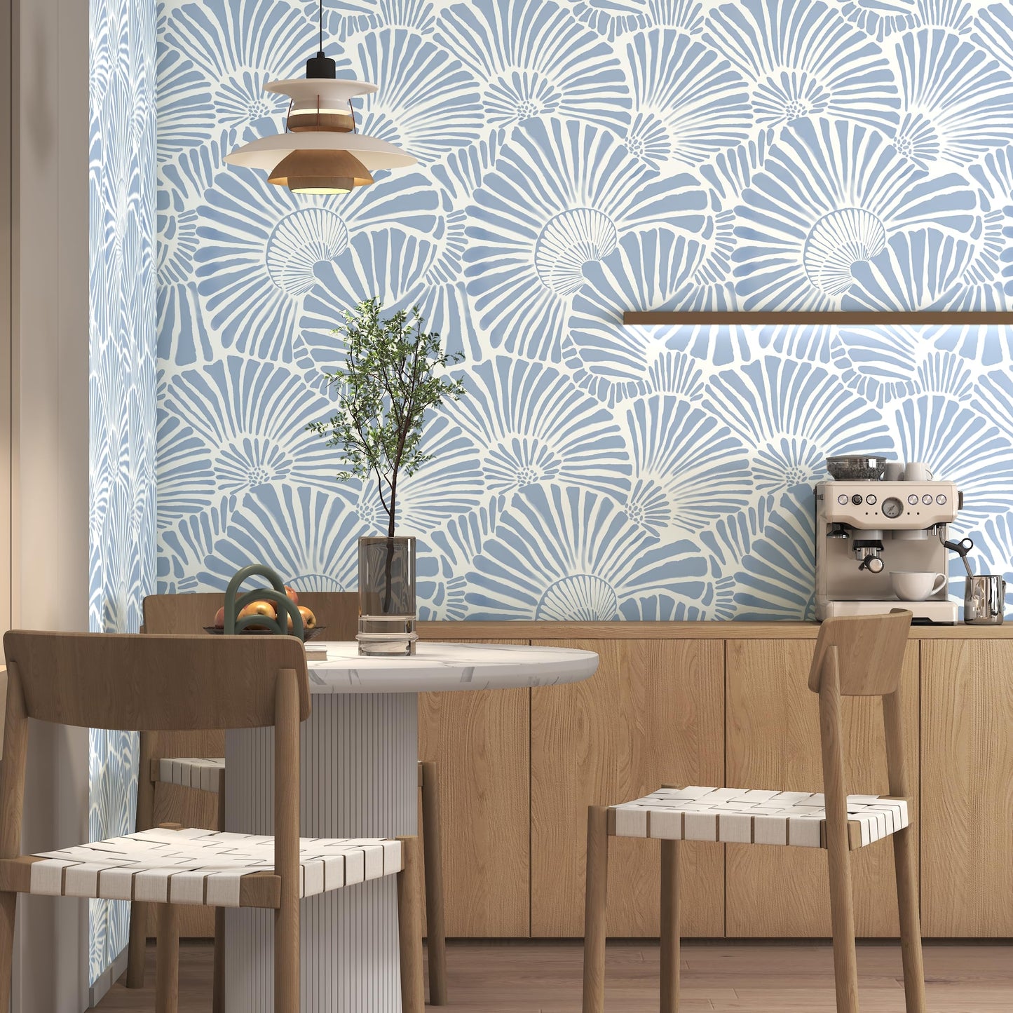 White and Blue Wallpaper Peel and Stick Wallpaper Boho 17.3"×197" Modern Wallpaper Self Adhesive Removable Wall Paper for Bedroom Blue Contact Paper for Cabinets Drawers Shelf Home Decor Vinyl Film