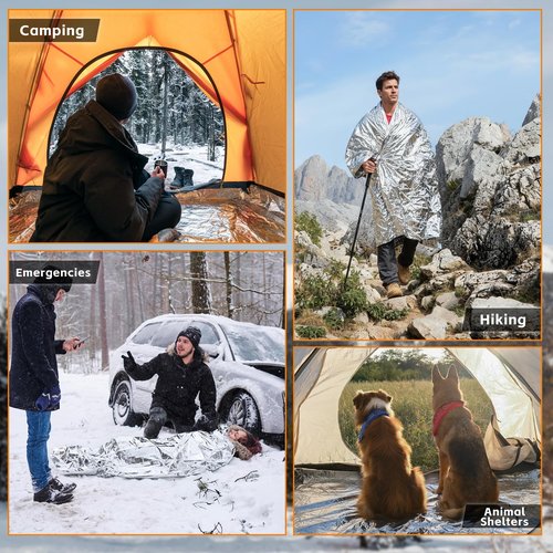 Aidehelp 24 Pack Emergency Blankets - Mylar Thermal Space Blankets for Survival and Protection - Ideal for Camping, Outdoors, Hiking, Rescue, Marathons
