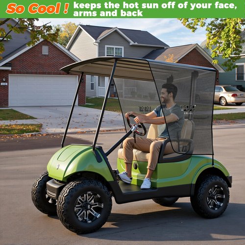 10L0L Golf Cart Sun Shade Cover Fit Yamaha G29 Drive & Drive 2, Superior UV & Sun Heat Blocking, Encrypted Polyester Mesh Shield,Very Easy to Install-Black Colour