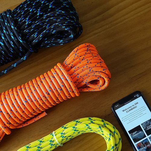 GM CLIMBING 8mm Accessory Cord Rope Double Braid Pre Cut CE/UIAA (Black, 20ft 8mm)