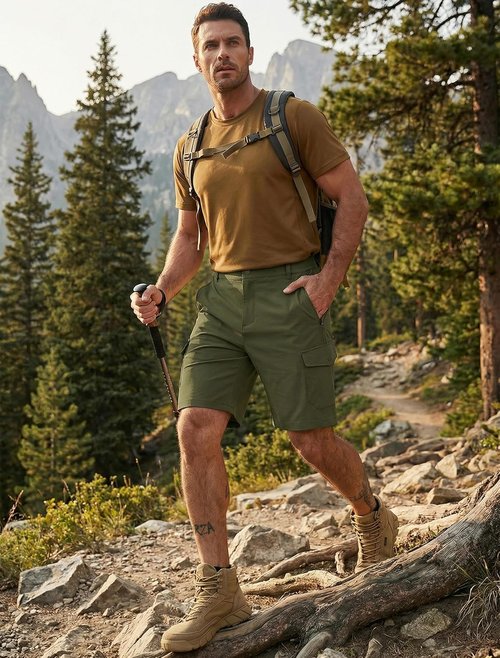Libin Men's Hiking Cargo Shorts - Lightweight Quick-Dry Design with Zipper Pockets | 9" Casual Shorts for Outdoor Activities