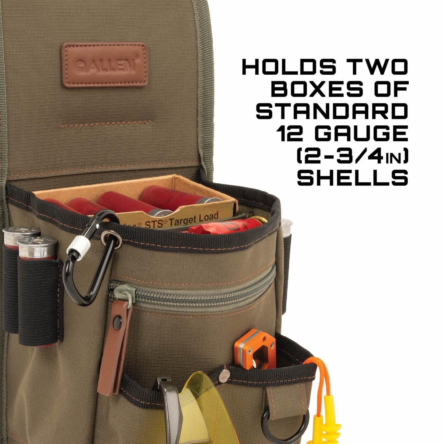Allen Company Triumph Rip-Stop Shotgun Shell Holder Bag (52" Belt) Holds 50 Shells + 25 Empties - Olive Green - Clay, Trap, Skeet Shooting - Zippered Gun Range Bag - Tactical Gear, Shotgun Accessories
