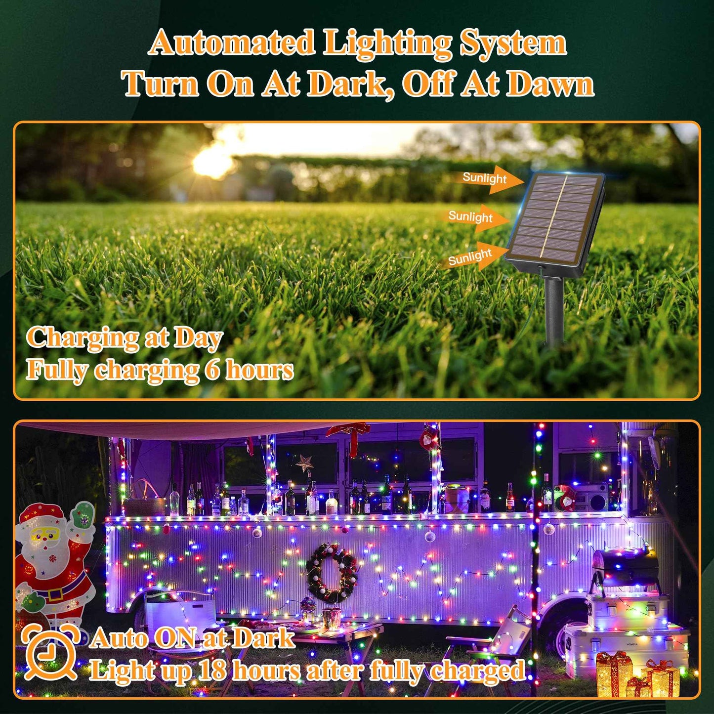 2 Pack Solar String Lights Total 480LED 158FT, IP67 Waterproof Solar Lights for Outside with 8 Modes, Upgraded Solar Panel Fairy Lights for Garden Party Wedding Decorations (Cool White)