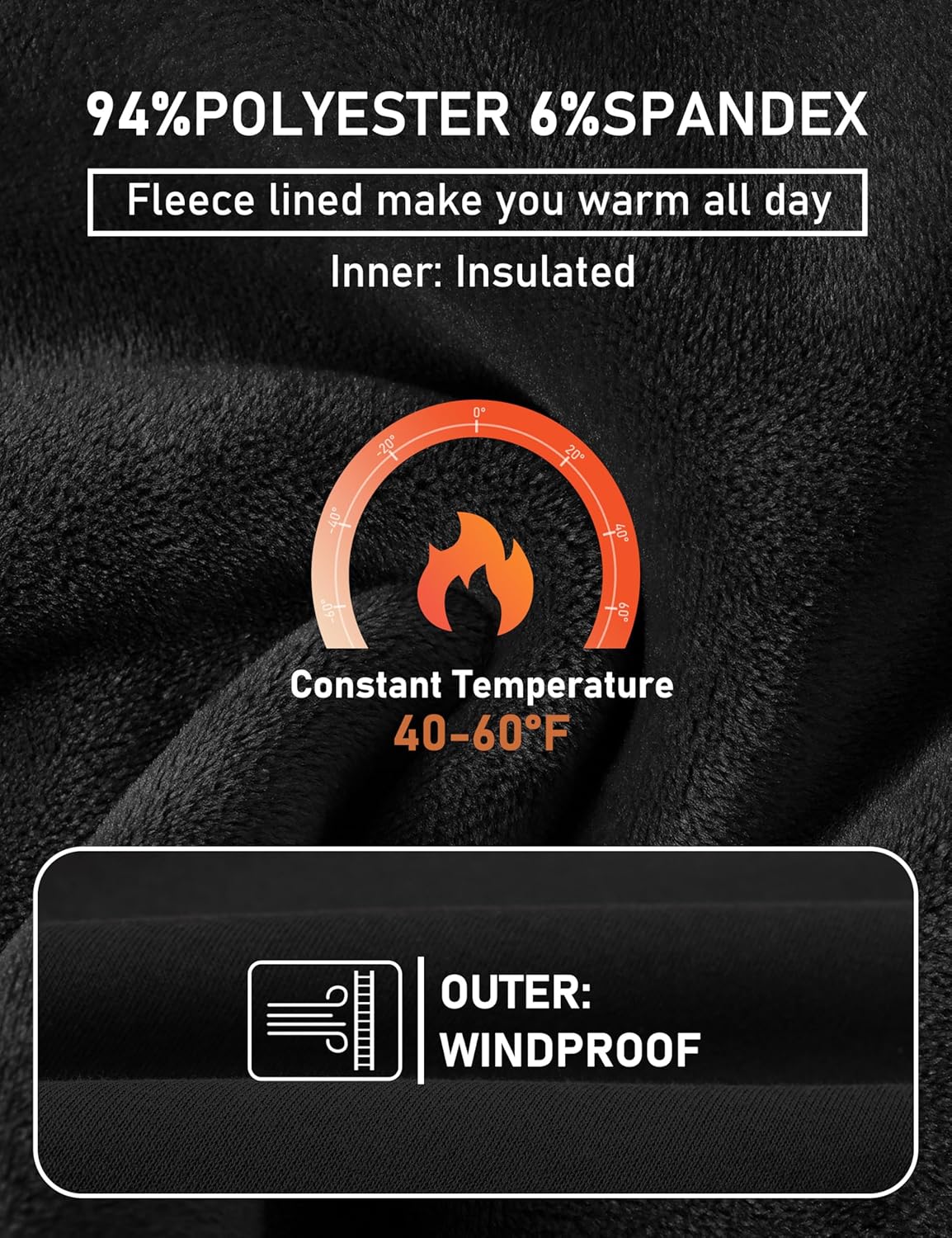 MoFiz Women's Fleece Lined Joggers - Thermal Water Resistant Sweatpants for Winter Workouts | Black, Size L