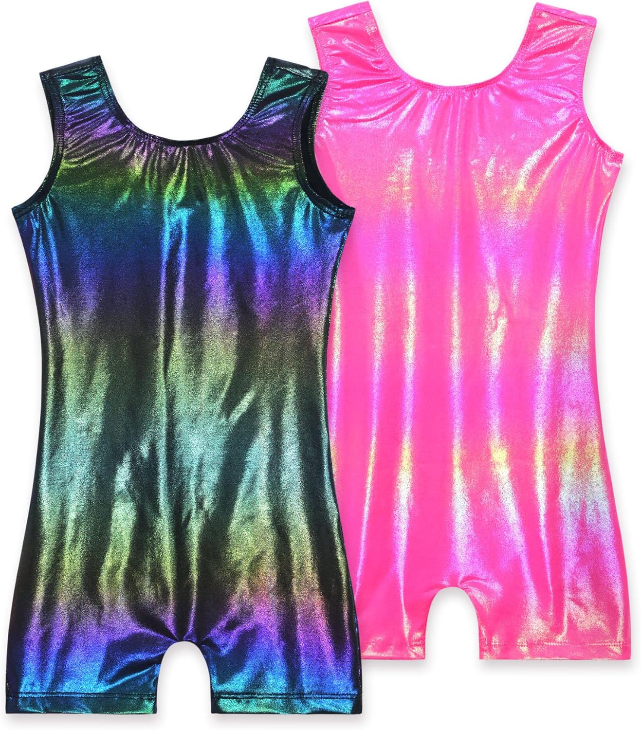 Skiennix Girls' Sparkly Gymnastics Leotard - Sleeveless Tumbling Unitard | 2-Pack, Comfortable Fit