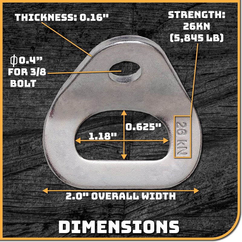 Danger Buddies 26kN Climbing Wall Bolt Hanger/Anchor/Tiedown for 3/8" Screw/Bolt Ideal for Rock Climbing and Home Gyms, Hammocks, Trailer Tie-Downs. Robust, Load-Bearing Steel Tie-Off (Two-Pack)