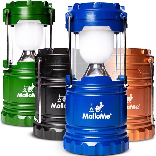 MalloMe Camping Lantern - Multicolor 4-Pack LED Lights for Tents & Emergencies | Battery Powered