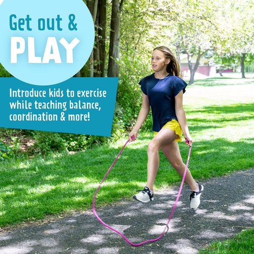 Just Jump It 8' Foot Jump Rope 2 Pack - Active Outdoor Youth Fitness Excersing Equipment - Braided Nylon Gym Accessories - Green Confetti