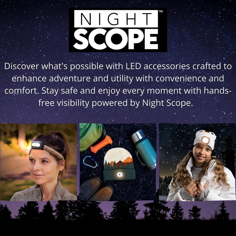 Night Scope Classic LED Rechargeable Knit Beanie Warm Head Light Hat Headlamp for Outdoor Activities - Black
