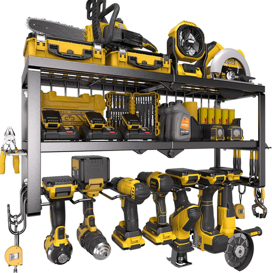 Heavy-Duty Power Tool Organizer with Charging Station | Wall-Mount Drill Holder & Storage Rack for Garage