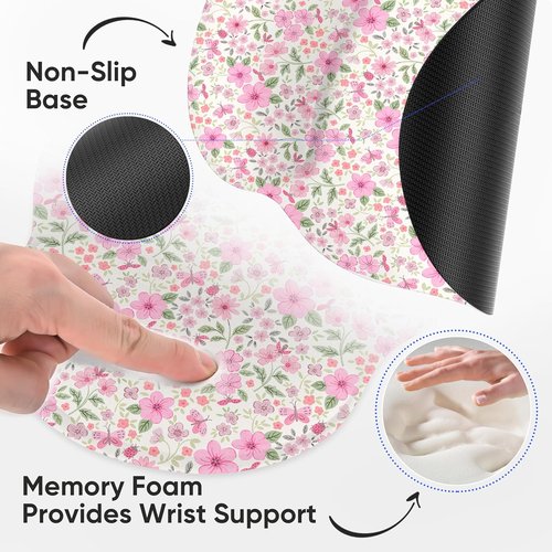 Icolor Ergonomic Mouse Pad - Memory Foam Wrist Support for Pain Relief | 10"x9" Non-Slip Rubber Base