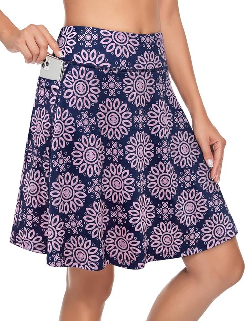 KORALHY Women's Athletic Skorts - 20" Knee Length Tennis & Golf Skirt with 4 Pockets