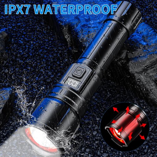 Hriovs Rechargeable LED Flashlight 99000 High Lumens, Powerful Tactical Flashlights with 6 Modes, IPX7 Waterproof, Zoomable, Super Bright for Home Outdoor Emergency Camping