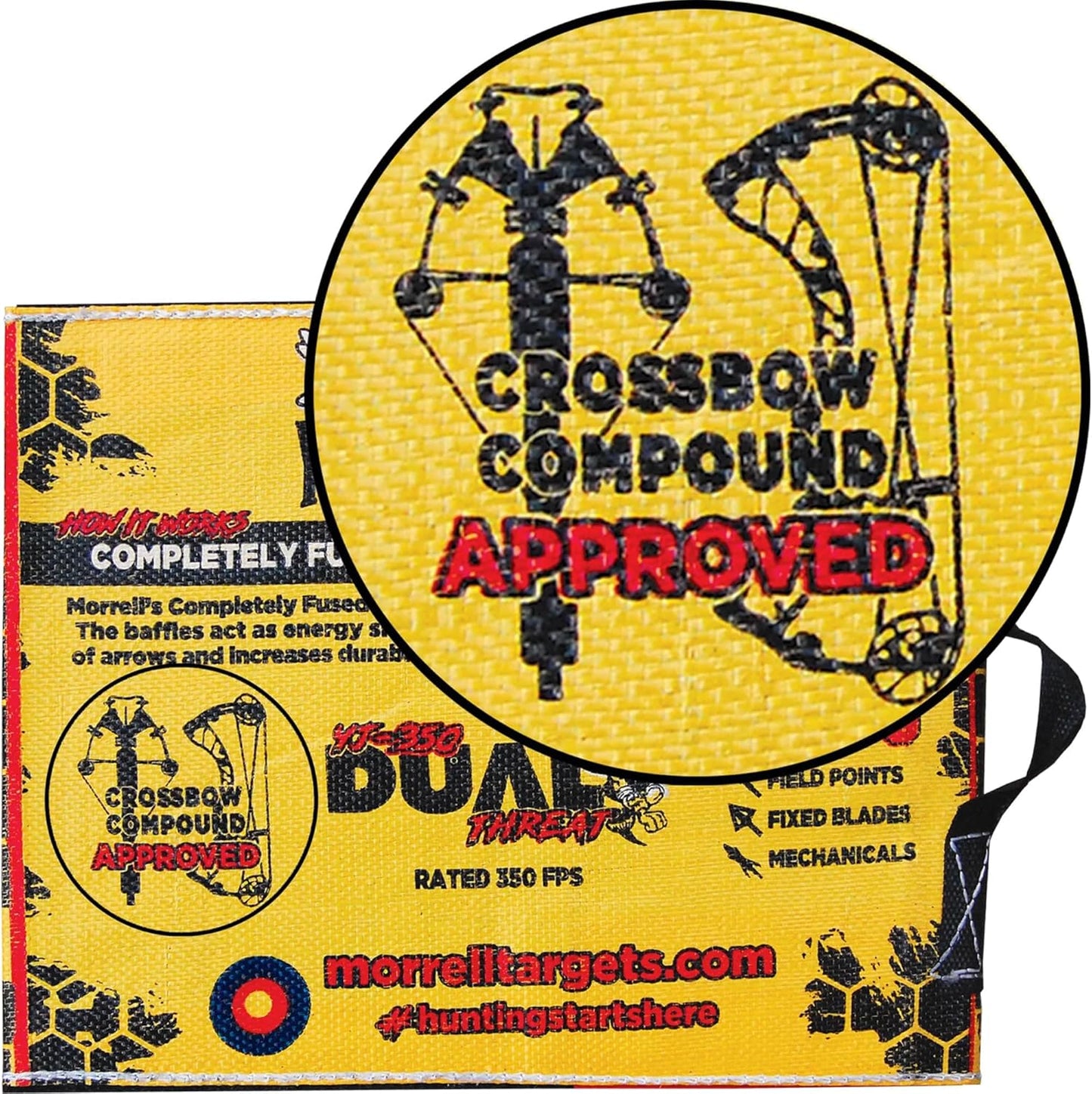 Morrell Yellow Jacket Dual Threat Foam Archery Target Block - 350 FPS, 4 Sides, 32 Bullseyes, Yellow