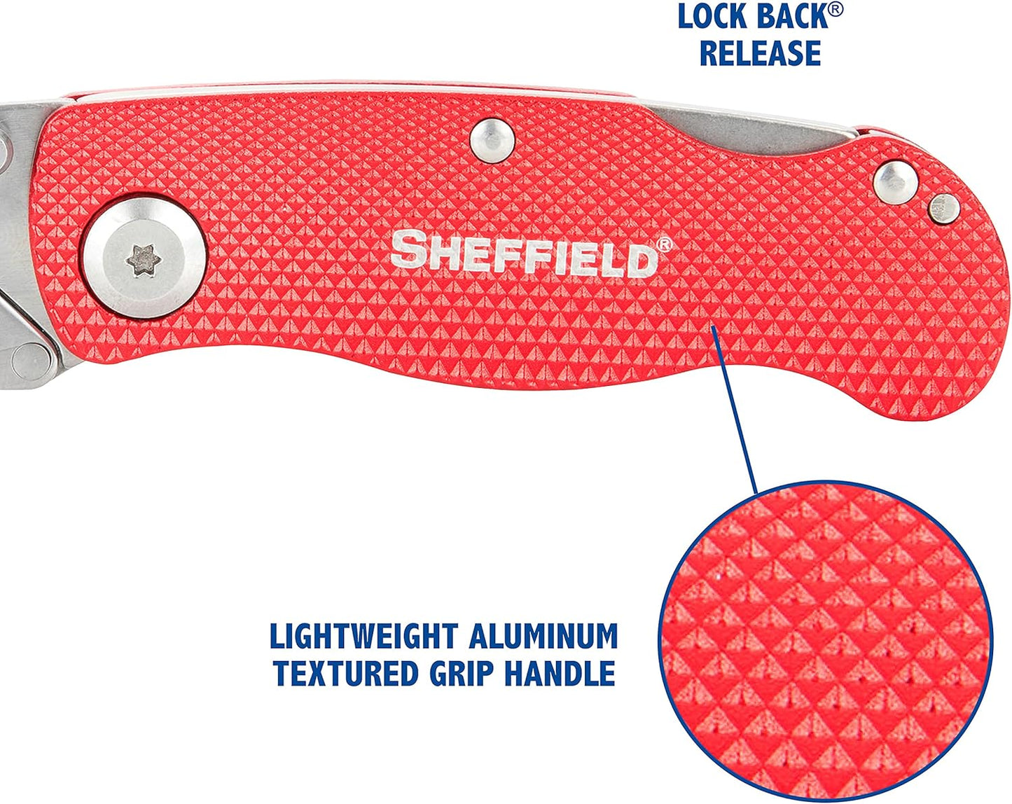 Sheffield Folding Utility Knife - Aluminum Handle, Accepts Standard Blades | Ideal for Home, Office & Trades