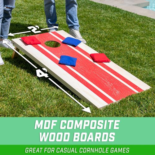 GoSports Portable Cornhole Set - Choose 4x2 Ft or 3x2 Ft Boards with 8 Bean Bags & Travel Case