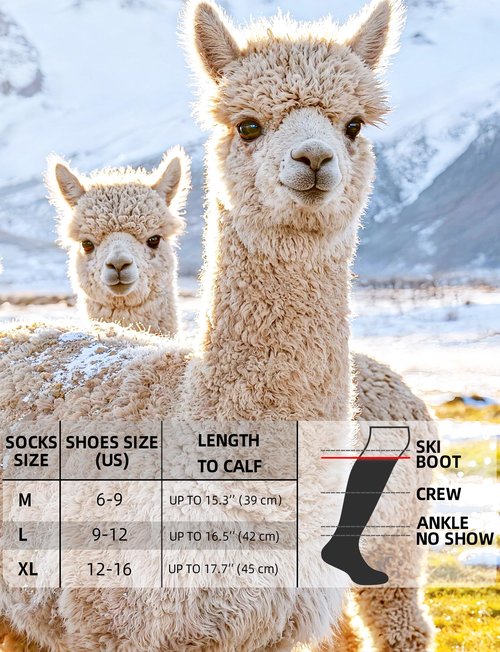 Bbfrey Soft Alpaca Socks Over-The-Calf for Men Women - Thick Thermal Alpaca Wool Boot Socks for Hiking, Hunting, Cold Weather