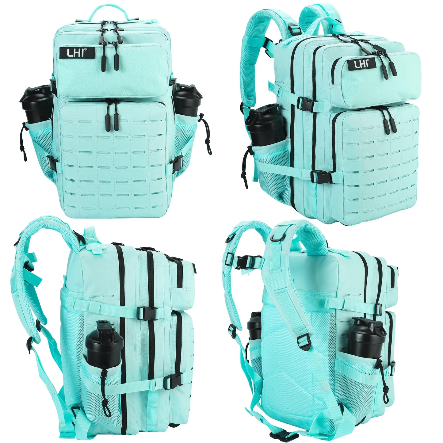 LHI Tactical Military Backpack for Men and Women 45L Large Molle Army Assault Pack 3 Day Travel Backpacks - Green