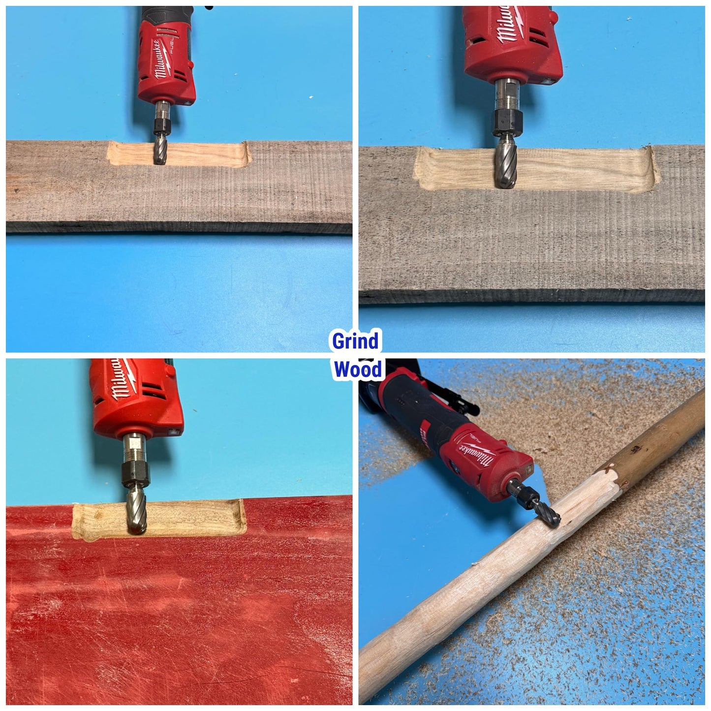 4Pcs Carbide Burr Set 1/4 Shank Aluminum Cut (Wide-Flute Cut) Die Grinder Bits Rotary Tools Attachment Kit Rasp File Accessories Metal Wood Stone Steel Grinding Deburring Cutting Porting Carving