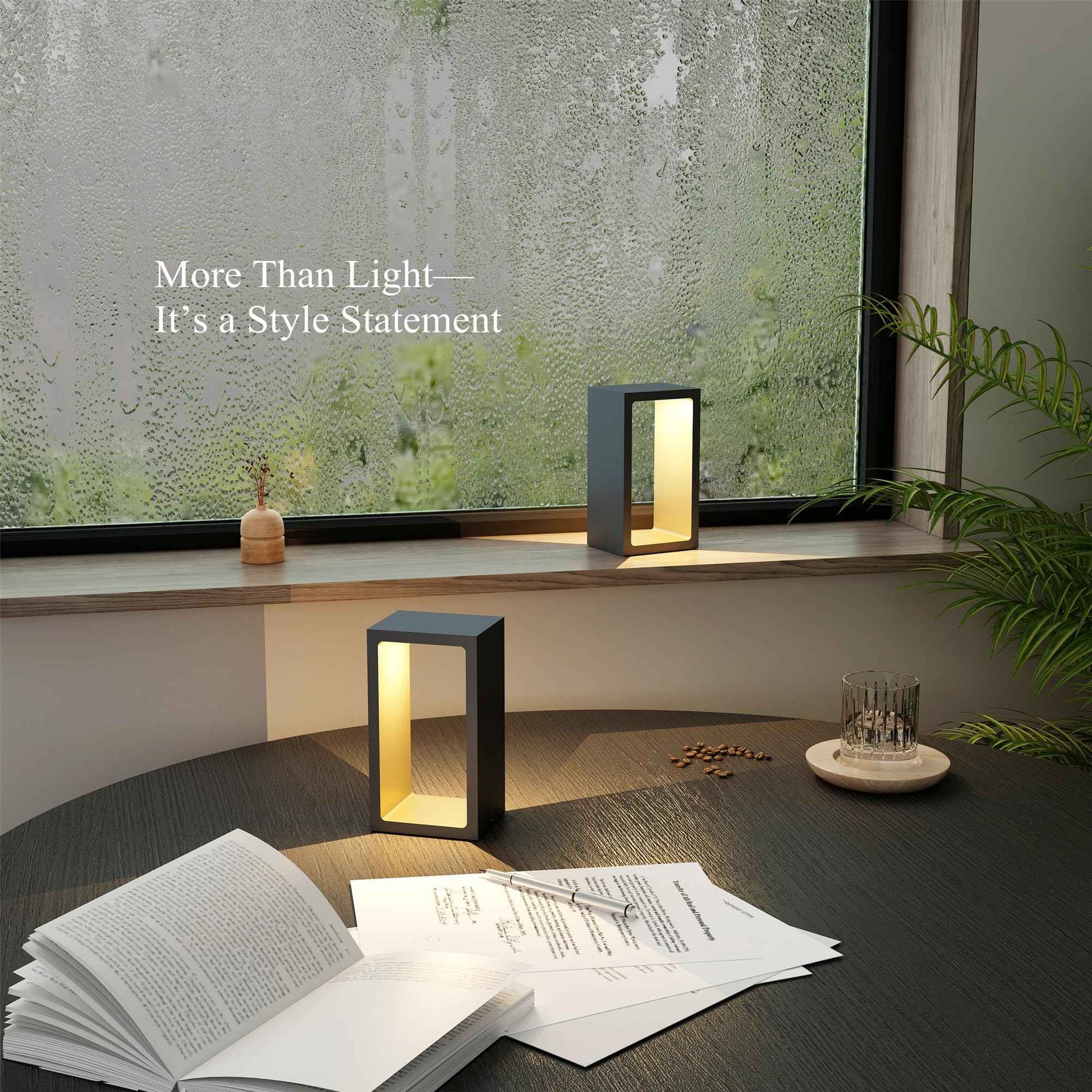 Minimalist Portable Cordless LED Desk Lamp, Adjustable Brightness Bedside Night Light, 7" High Aluminum Metal Table Lamp Battery Operated, Rechargeable Wireless Table Lamp for Home (Black + Gold)