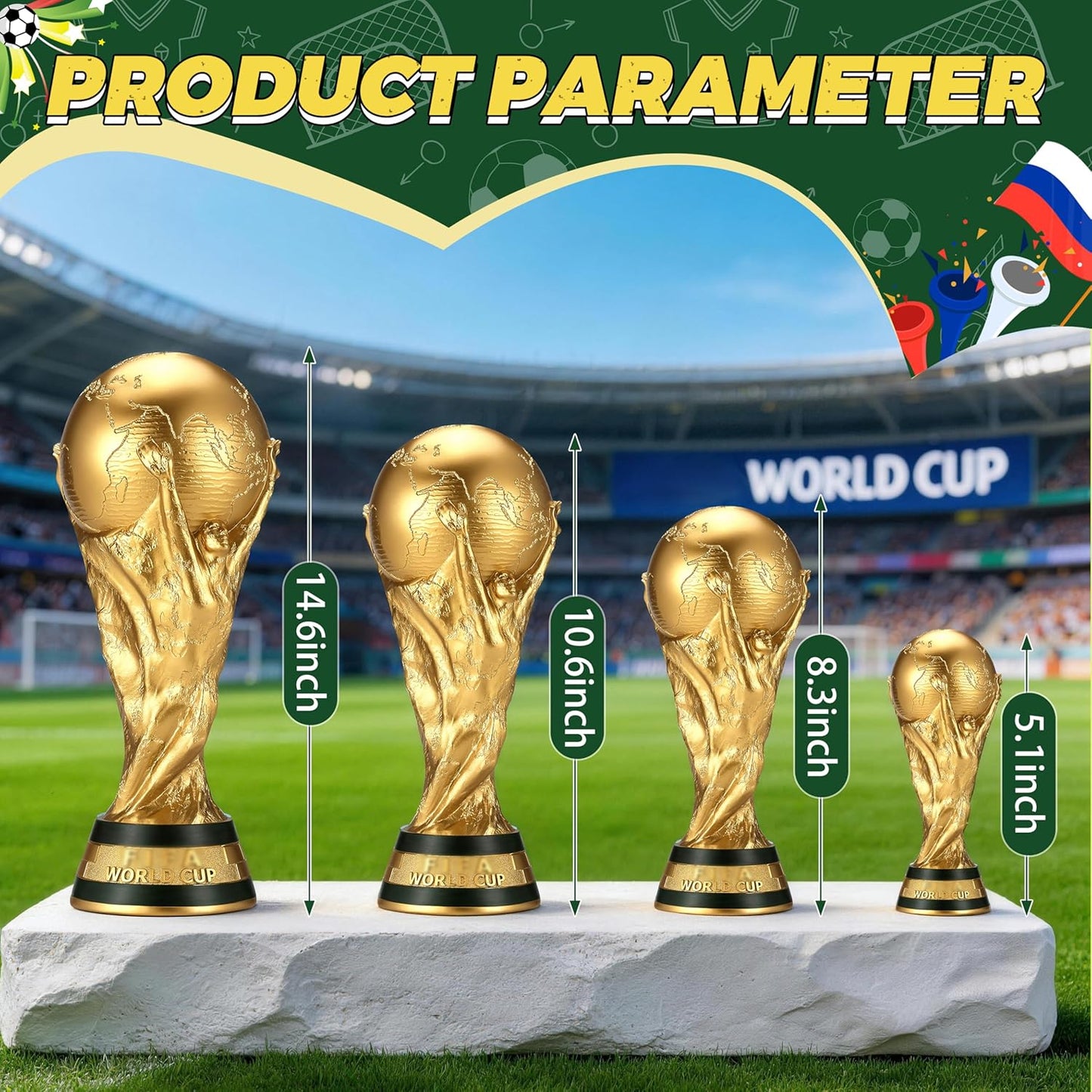 World Cup Trophy Replica 2026 - Mini PVC Souvenir & Decoration for Football Fans